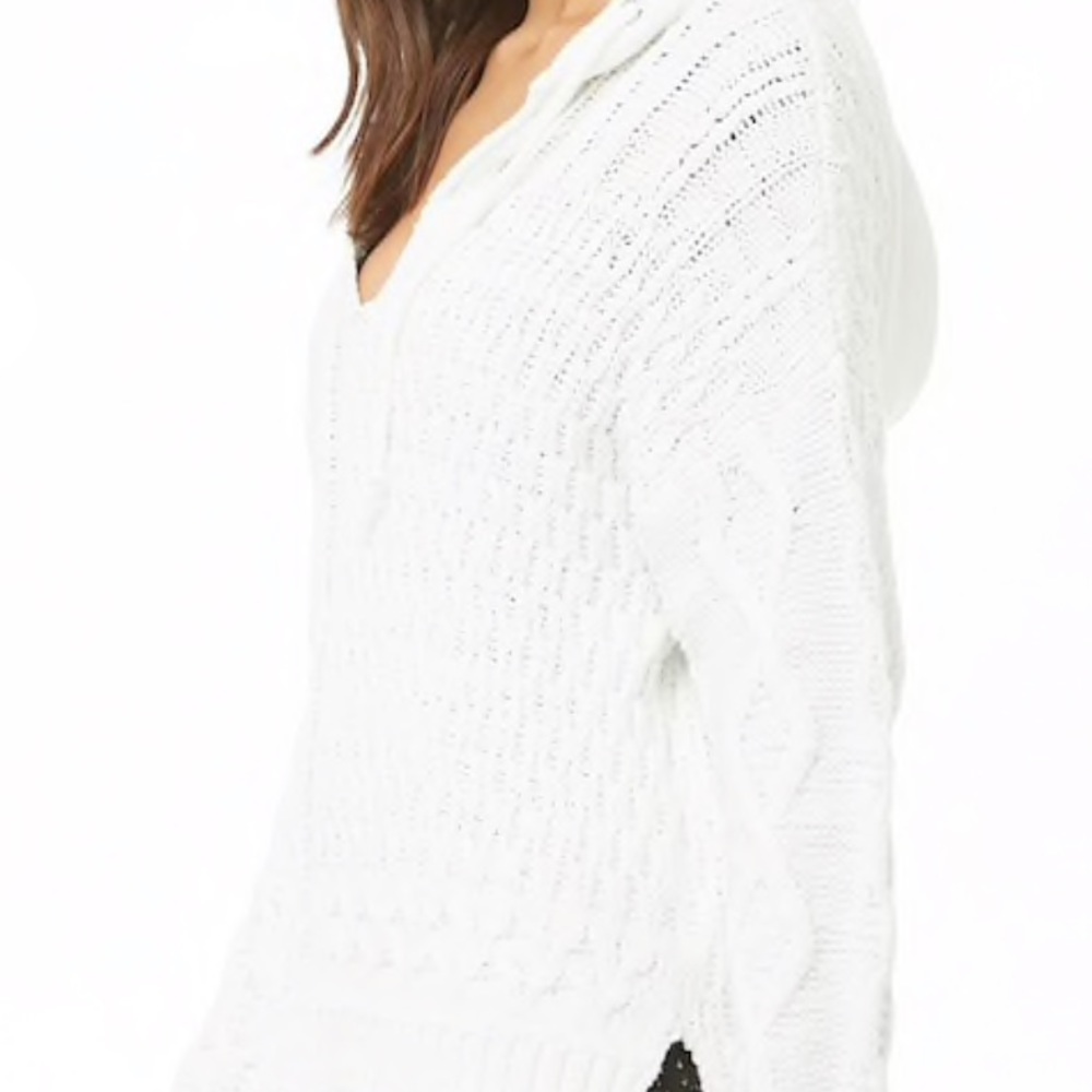 Dropped shoulder hooded sweater
